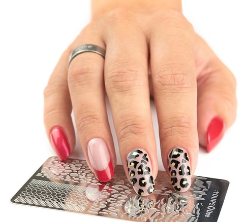 Red french with animal print