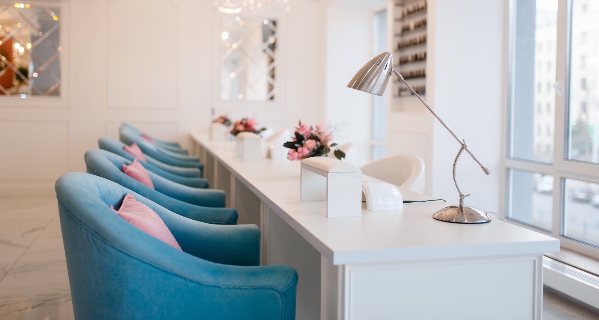 nail salon empy blue chairs_short